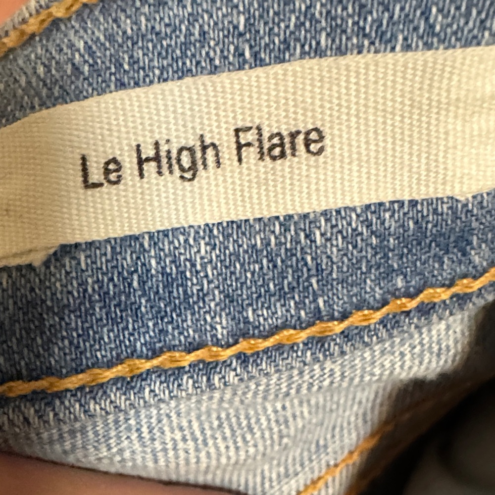 Frame Denim Light Wash Flare Jeans with Knee Rip - Picture 3 of 4